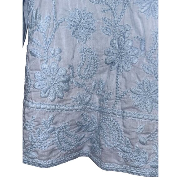 Style & Co Womens Light Blue Embroidered Tunic Top With Tassels Size L - Picture 6 of 9